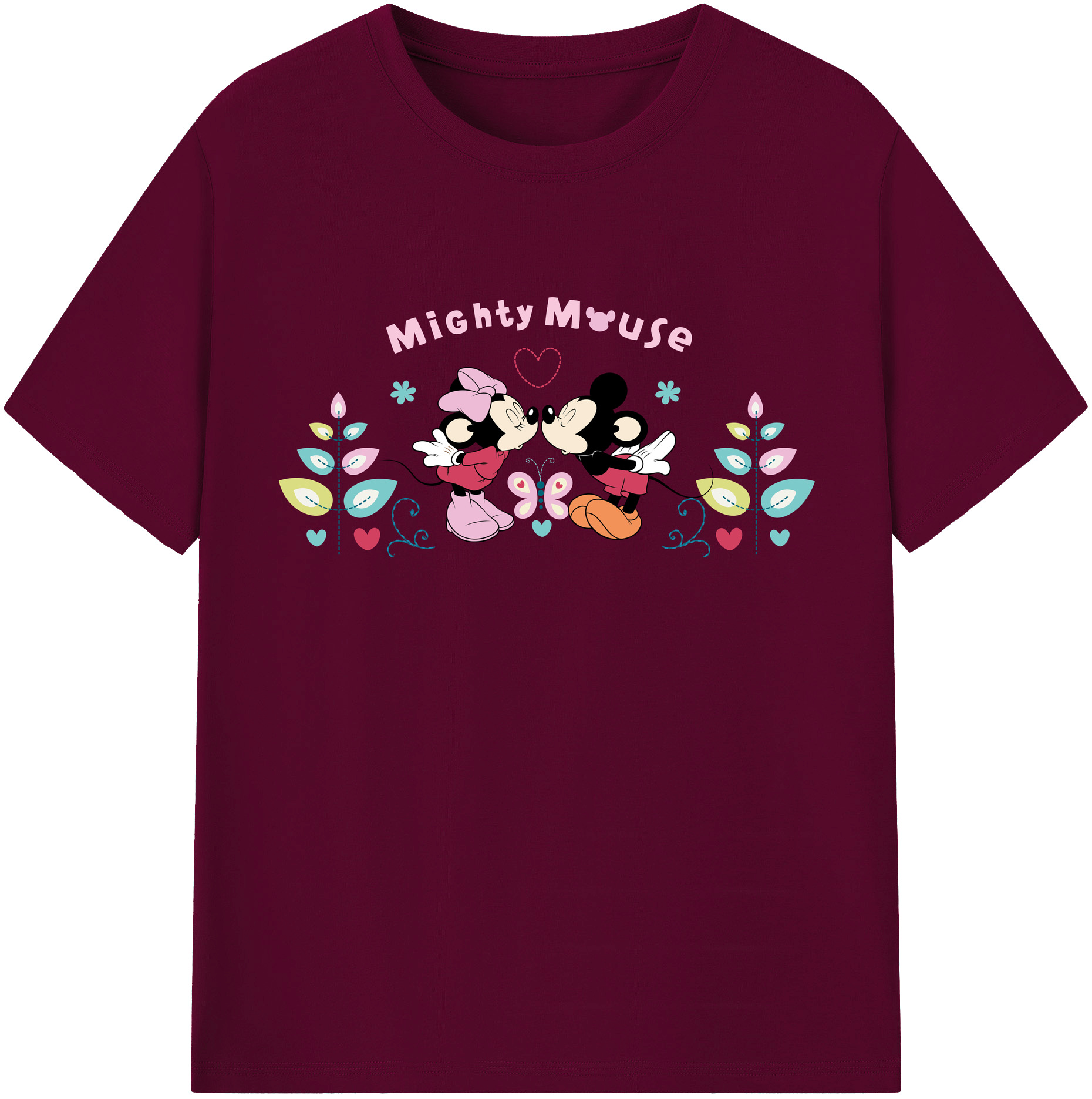 （画像用） ミッキーマウス Mickey Mouse レディースカジュアルプリントTシャツ（綿100％）